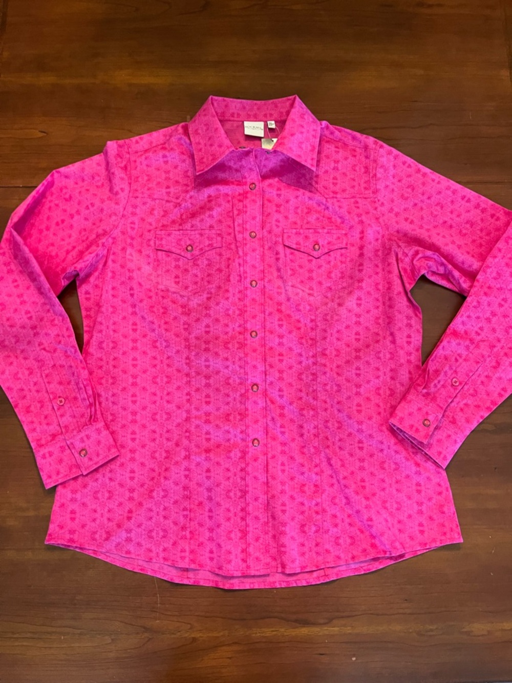 Rockies Women’s Pearl Snap Western Shirt Pink Vintage XL - Picture 2 of 11